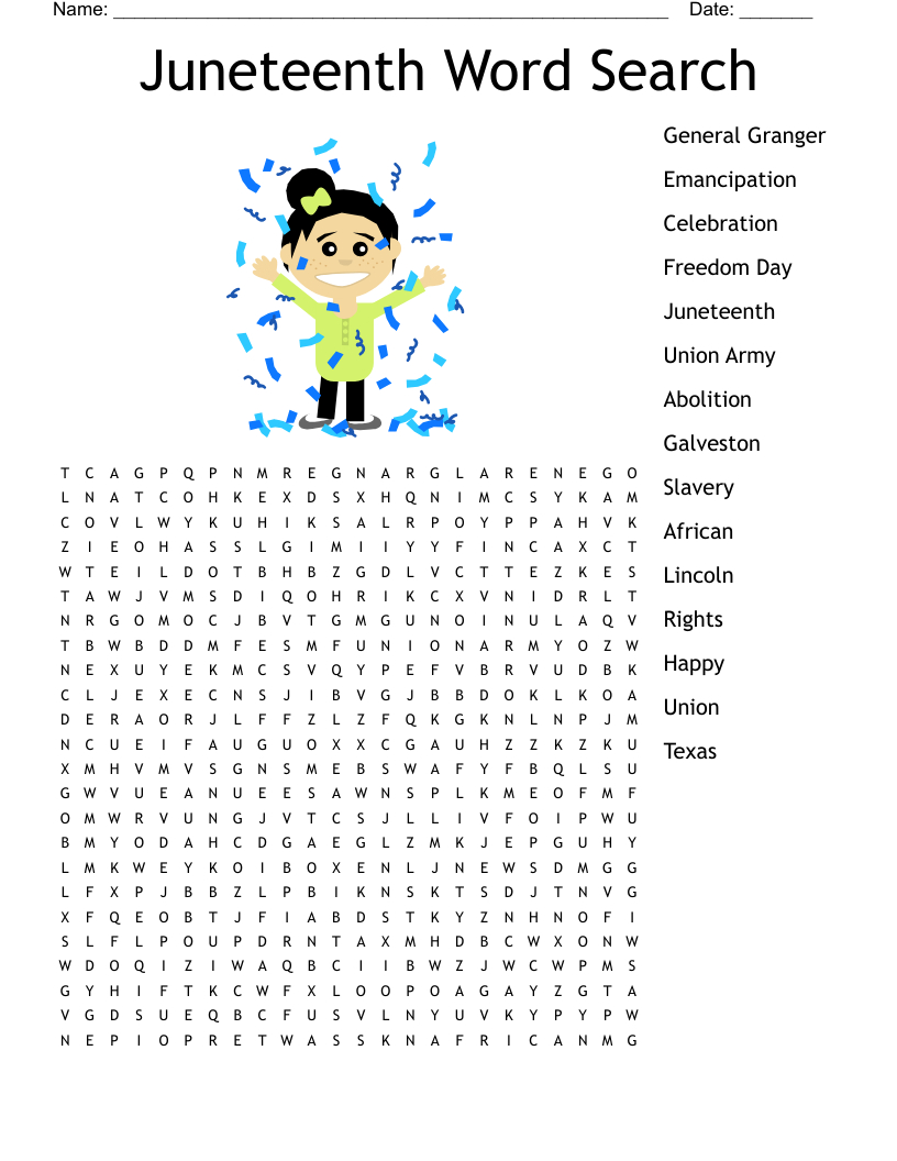 Juneteenth Word Search - Wordmint with Free Printable Juneteenth Word Search