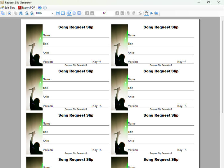 Free Printable Karaoke Song Request Slips Template