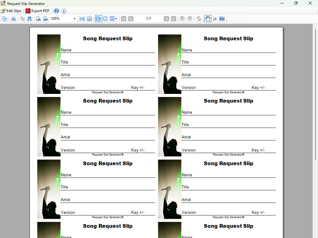 Karaosoft Request Slip Generator - Karaoke Song Request Slip in Free Printable Karaoke Song Request Slips Template