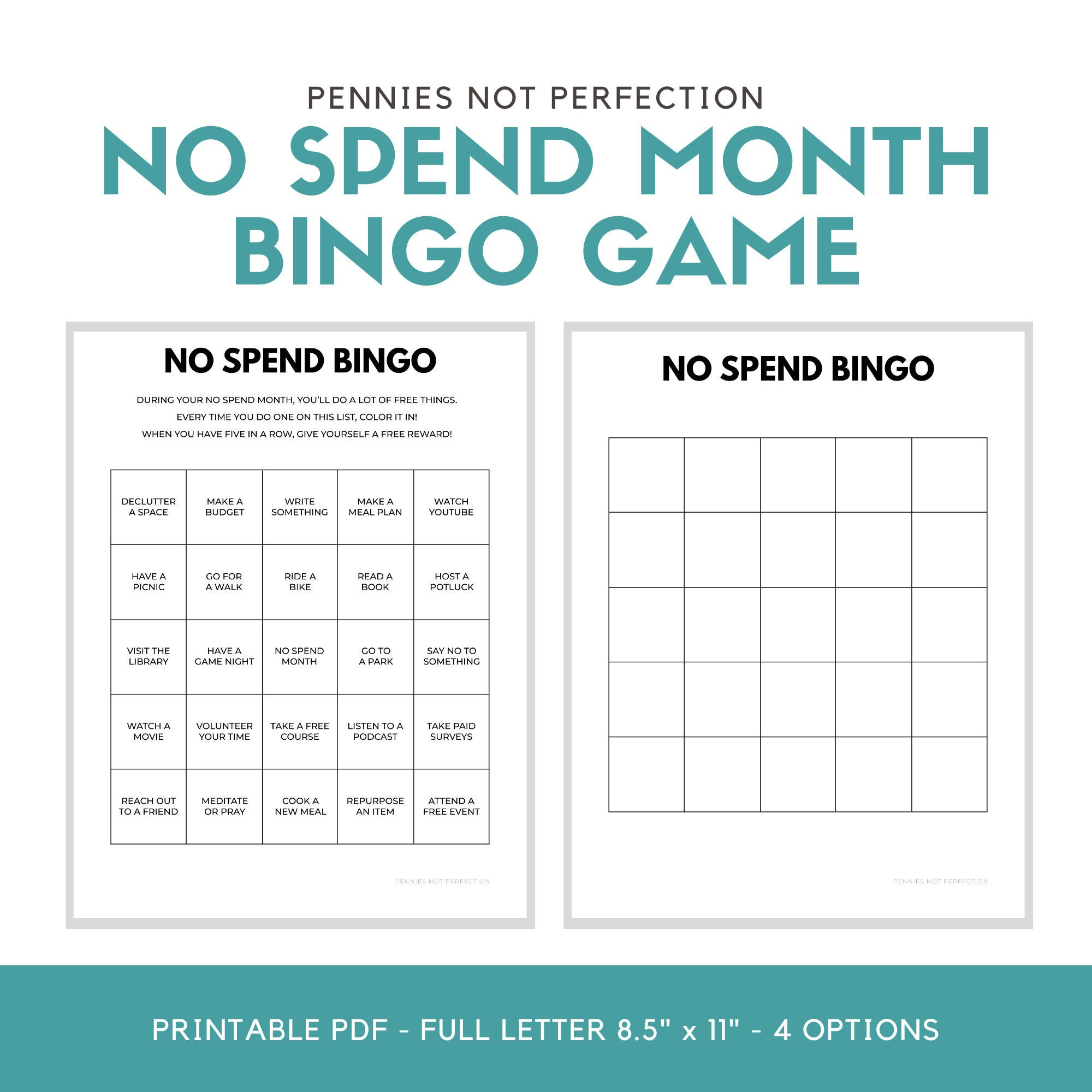 Kein Verbringen Monat Bingo | No Spend Challenge Printable - Etsy.de intended for No Spend Month Printable