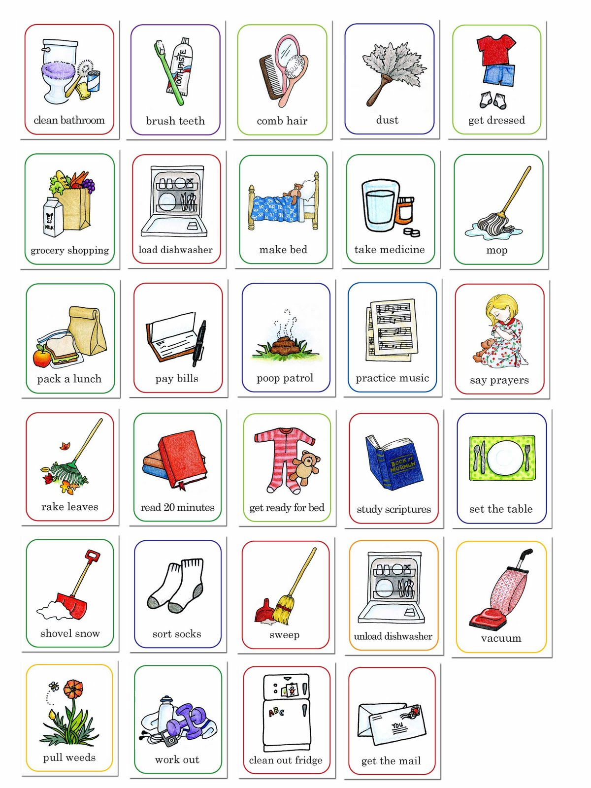 Kids Job Chart with regard to Clipart Free Printable Preschool Job Chart Pictures