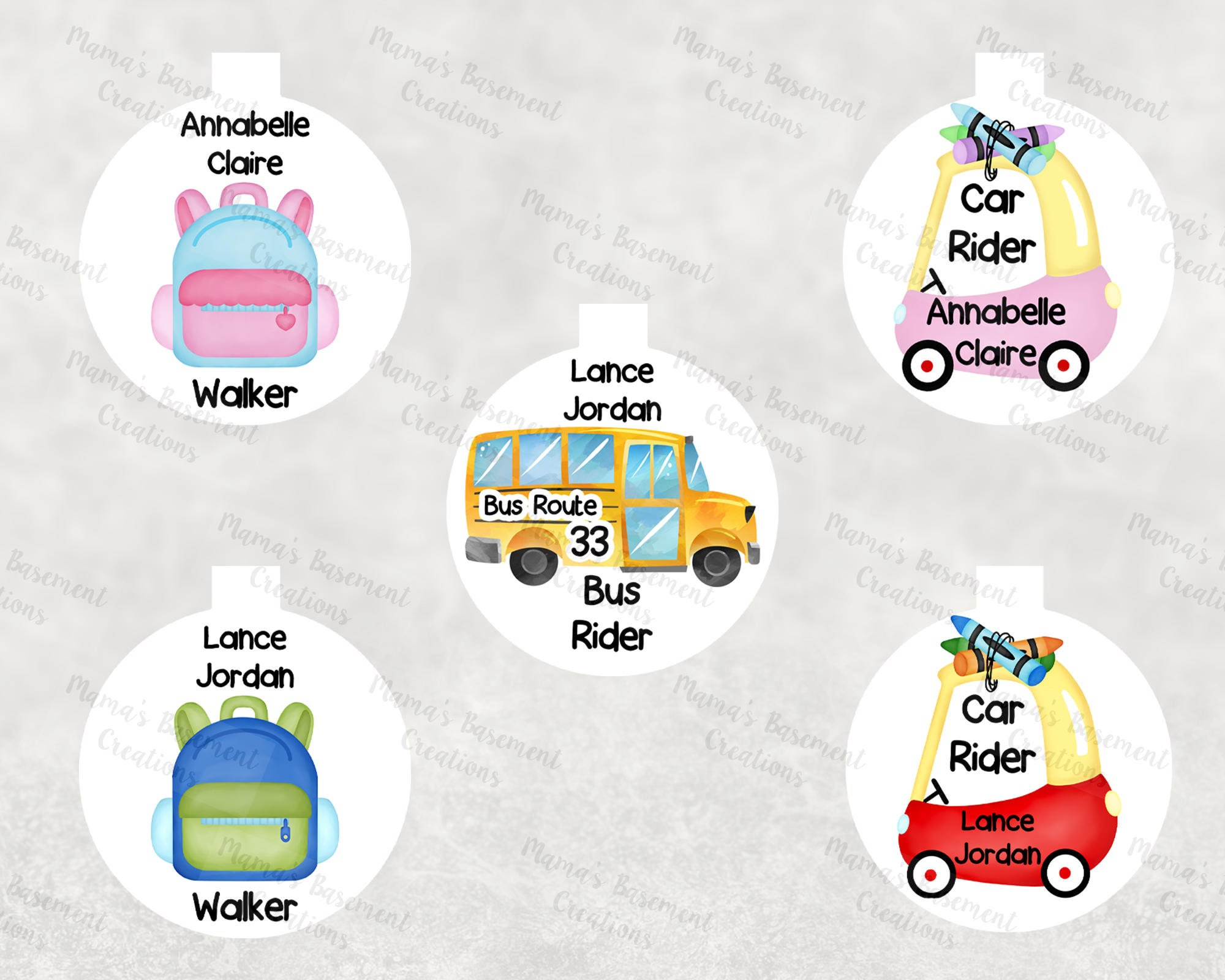 Kids School Backpack Bag Tag, School Bus Bag Tag, Walker Bag Tag with Free Printable Bus Tags For Backpacks