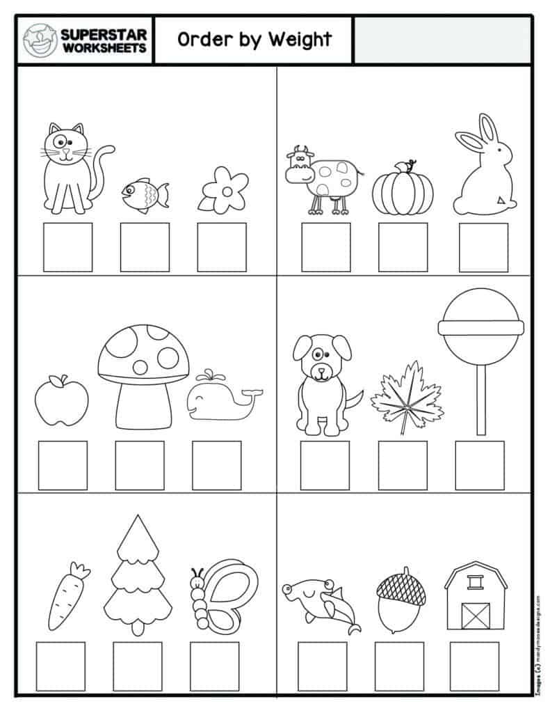 Kindergarten Measurement Worksheets - Superstar Worksheets with regard to Weight Comparison Worksheet Printable