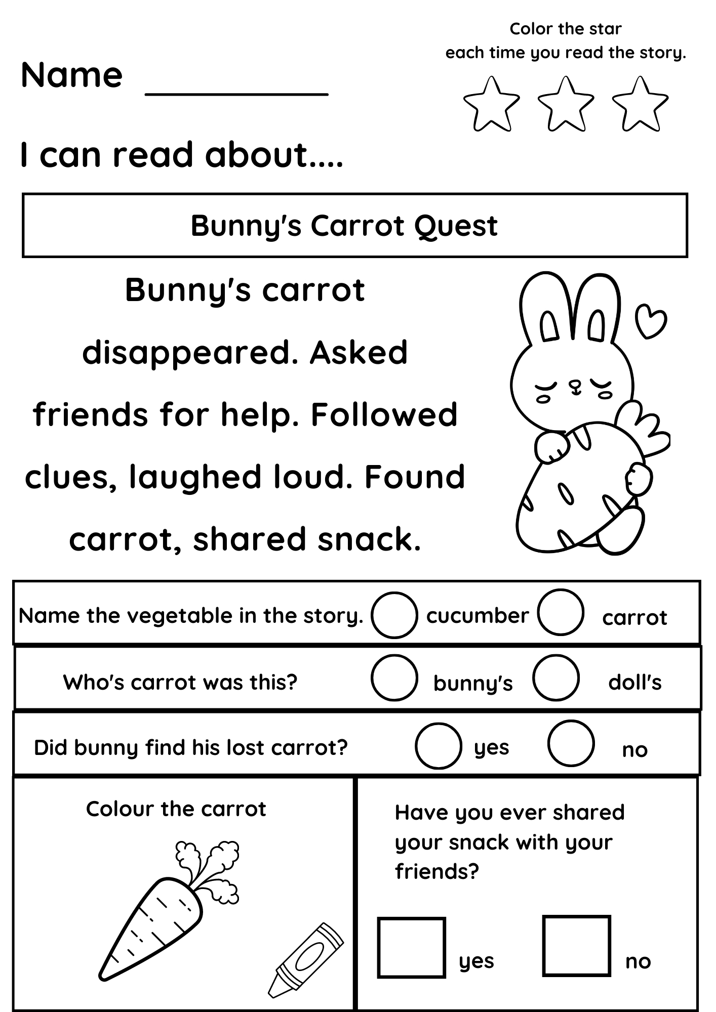 Kindergarten Reading Worksheets And Printables inside Reading Worksheets Printable For Kindergarten