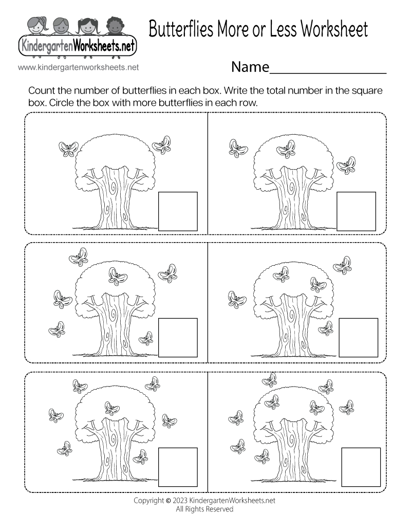 Kindergarten Wsheets على X: &amp;quot;This Free Worksheet Teaches Children regarding Butterflies More Or Less Worksheet