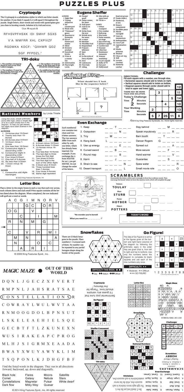 Sheffer Crossword Printable