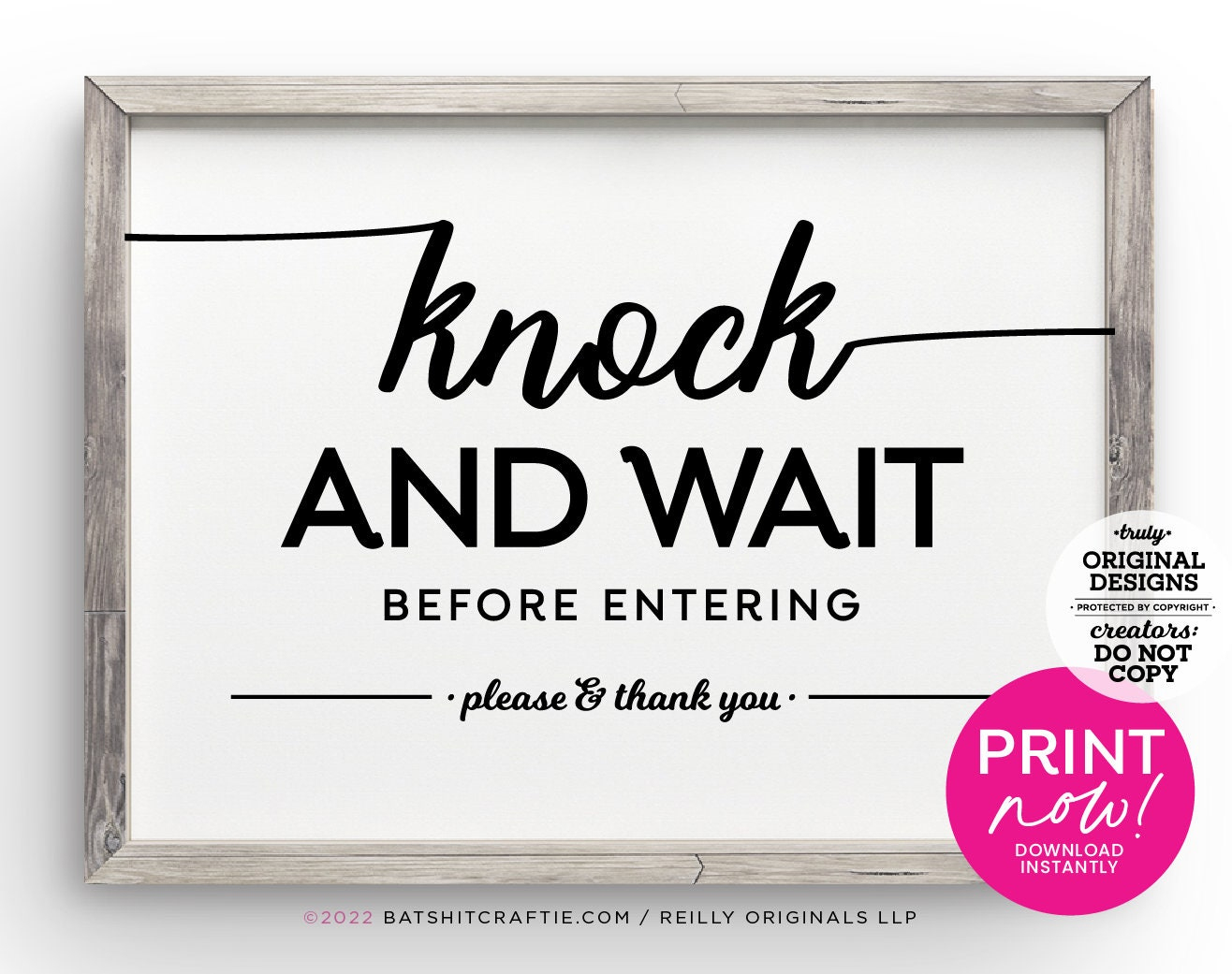 Knock And Wait Before Entering Printable Sign Wall Art Decor within Free Printable Please Knock Before Entering Printable Sign