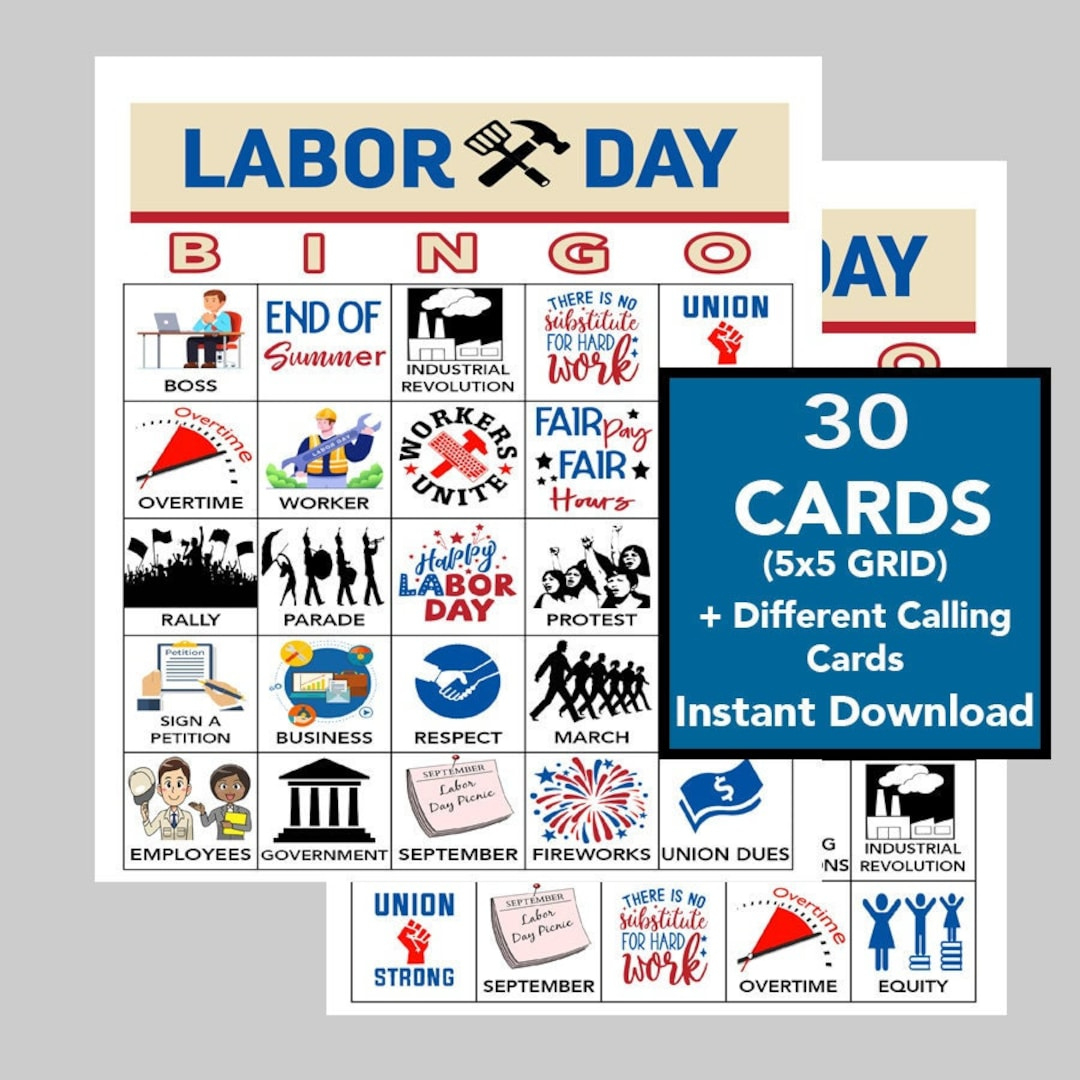 Labor Day Game, Party Game, Labor Day Bingo Game, Labor Day inside Labor Day Bingo Free Printable