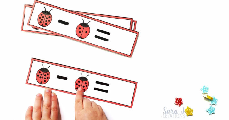Ladybug Subtract and Match Worksheet
