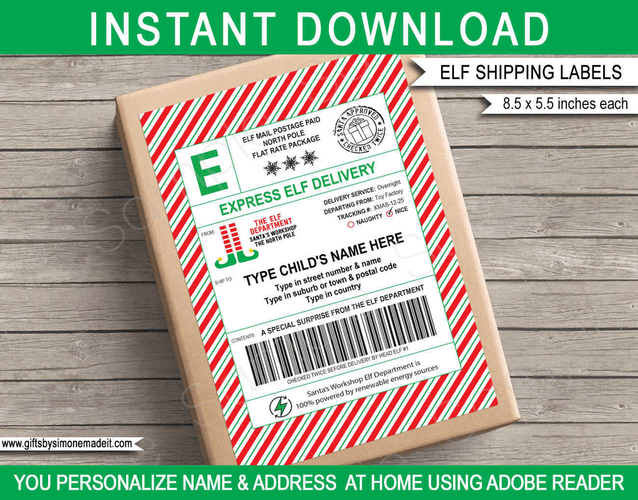 Large Elf Mail Shipping Labels - Usps Style for Free Printable Elf on the Shelf Shipping Label