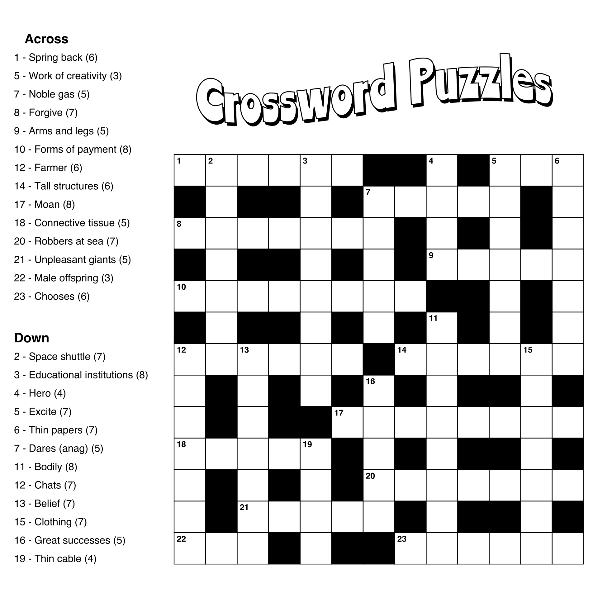 Large Print Easy Crossword Puzzles - 10 Free Pdf Printables inside Printable Crossword Easy