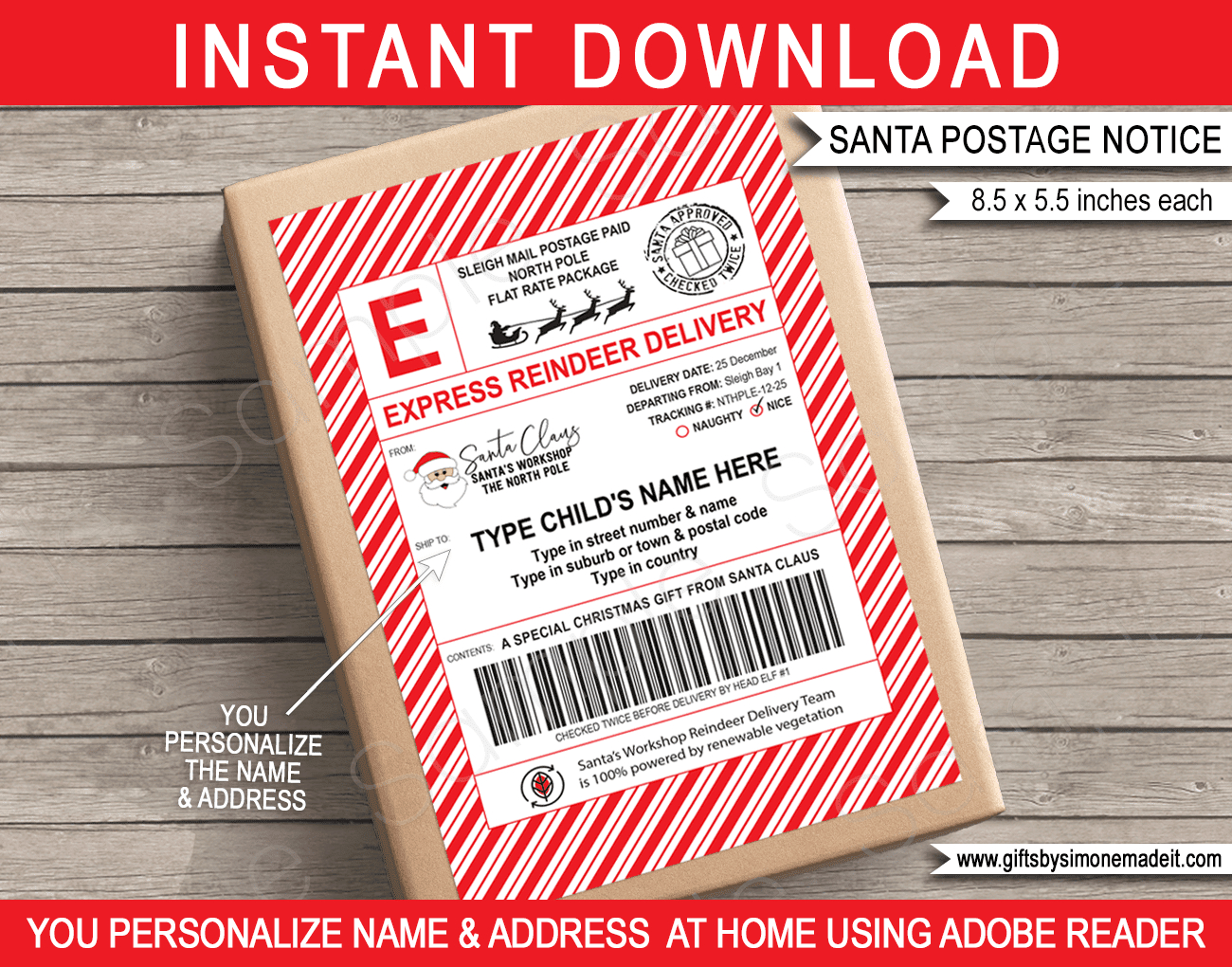 Large Santa Mail Shipping Labels - Usps Style for Free Printable North Pole Shipping Shipping Label From Santa