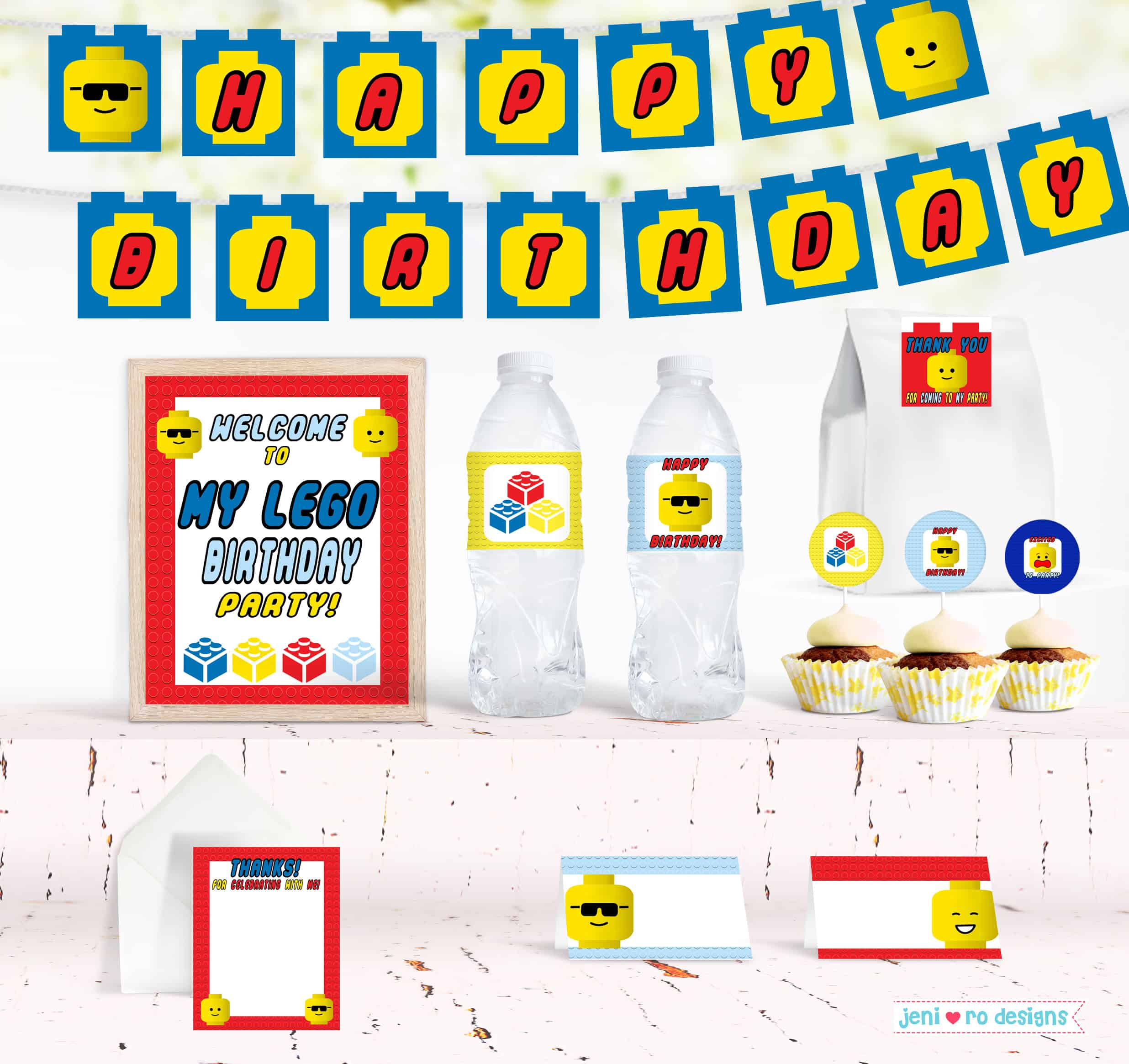 Lego Birthday Printable Set Free From Jeni Ro Designs pertaining to Lego Party Free Printables