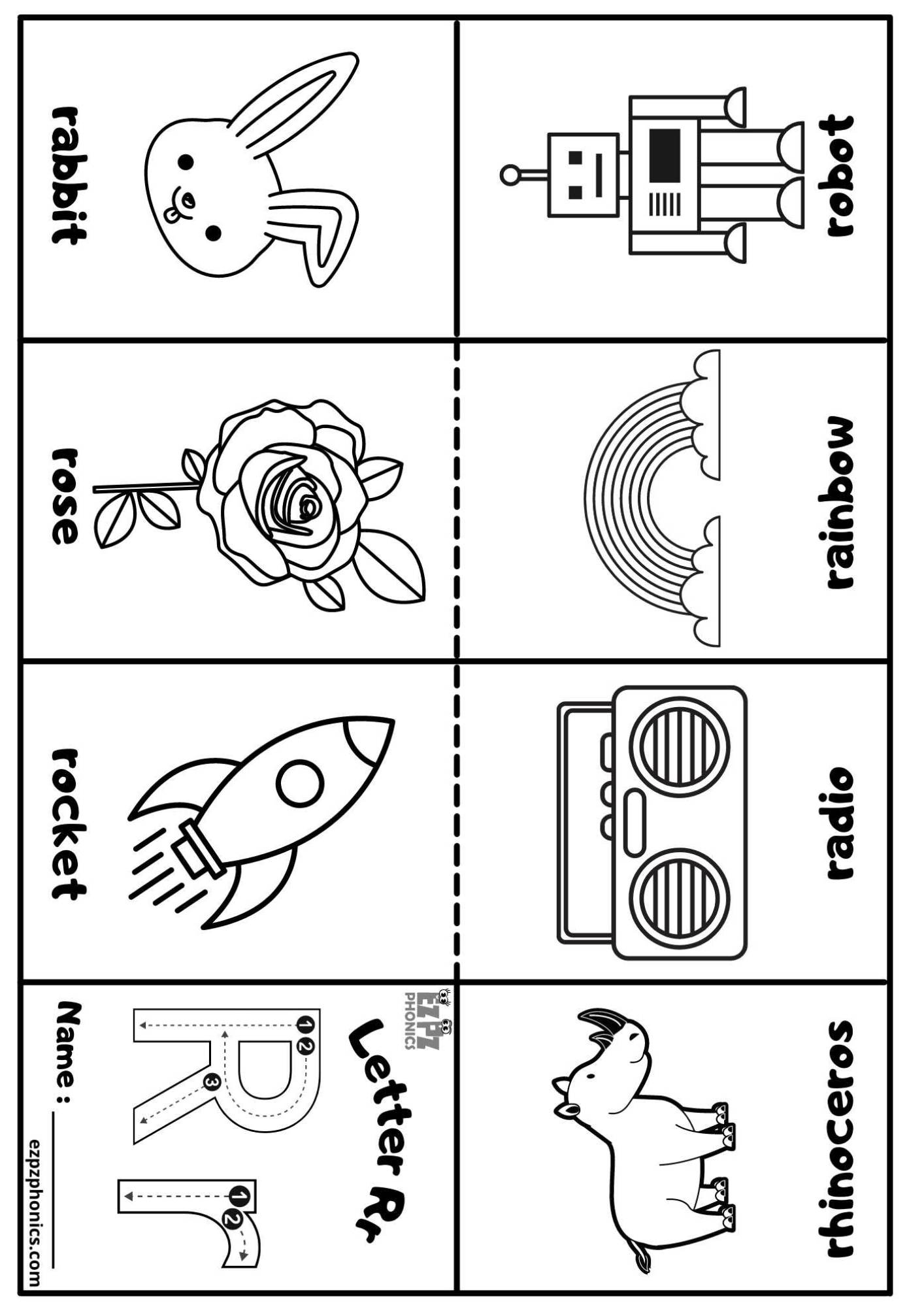 Letter R Mini Coloring Book Free Printable Pdf - Ezpzphonics within Free Printable Phonics Books