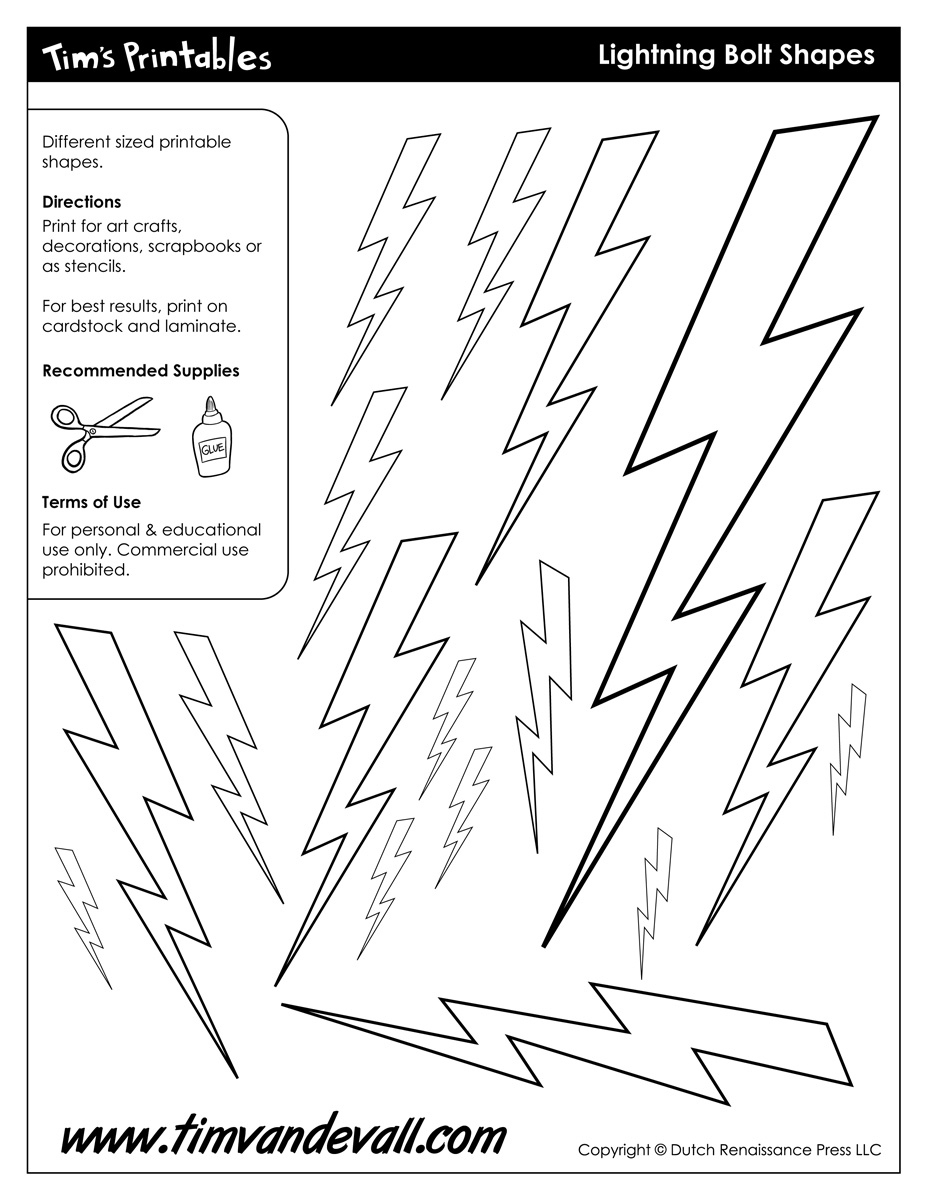 Lightning Bolt Templates / Shapes - Tim&amp;#039;S Printables pertaining to Lightning Bolt Template Printable
