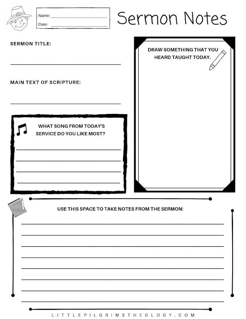 Little Pilgrims Theology within Free Printable Sermon Notes For Adults