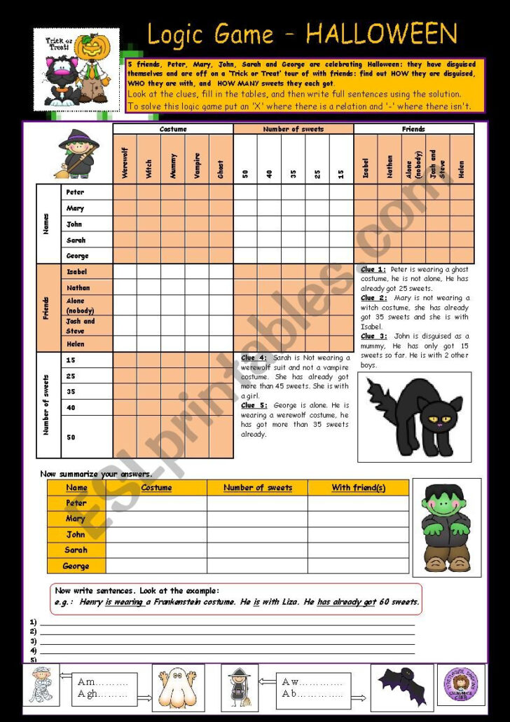 Halloween Logic Puzzle Printable