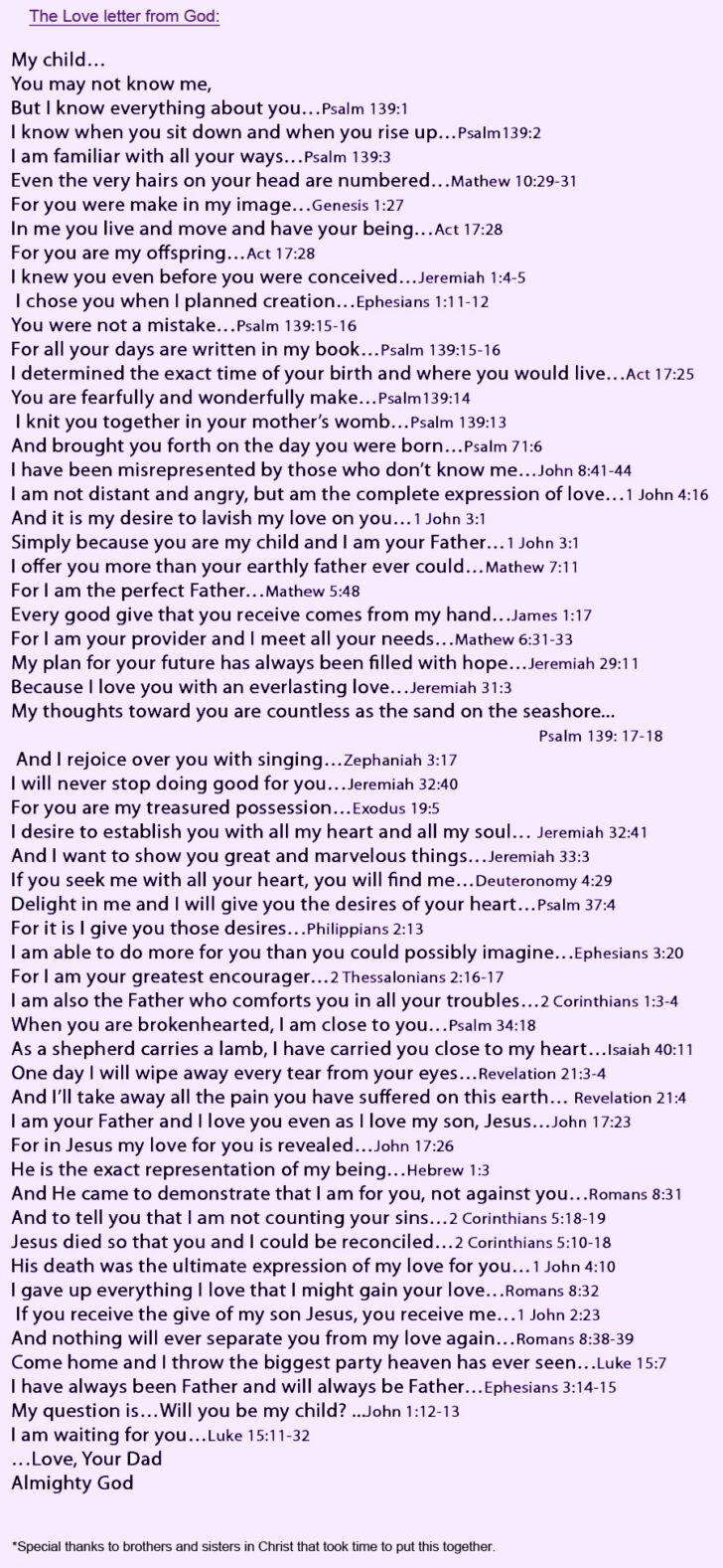 Printable Love Letter From God