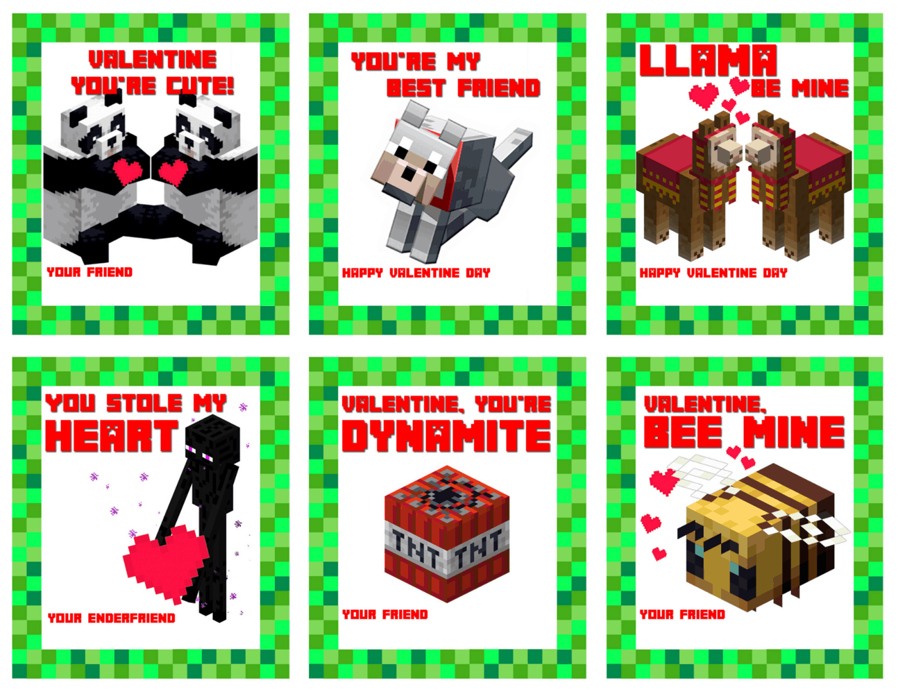 Make A Minecraft Valentine Cards For Your Kid&amp;#039;S Classroom pertaining to Free Minecraft Valentine Printables