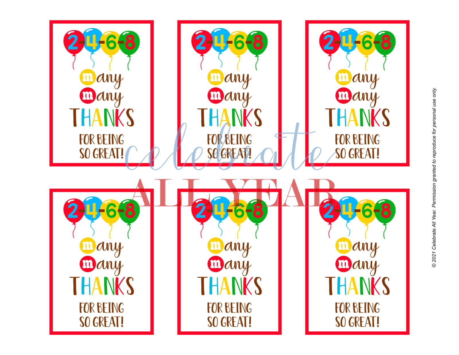 Many Many Thanks Gift Tags – Celebrate All Year intended for Free Printable M M Gift Tags