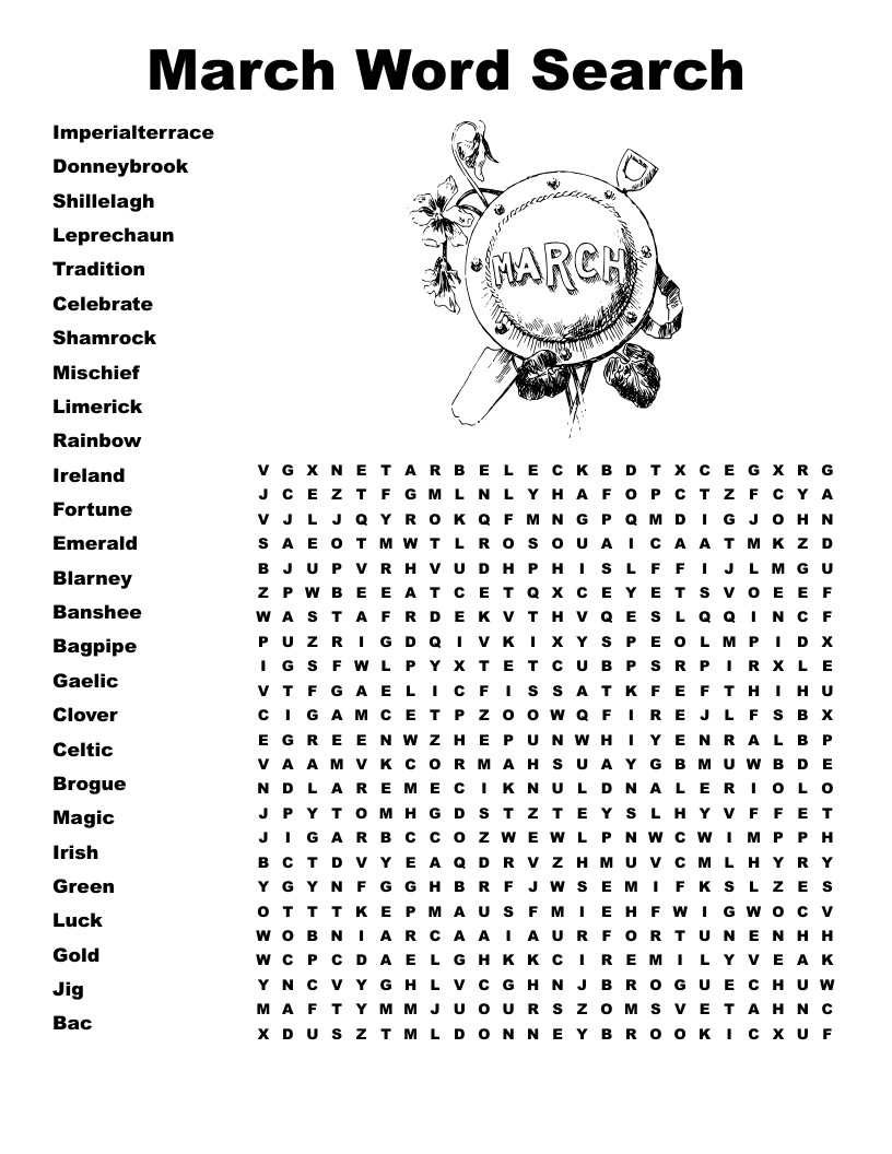 March Word Search - Wordmint pertaining to March Word Search Free Printable