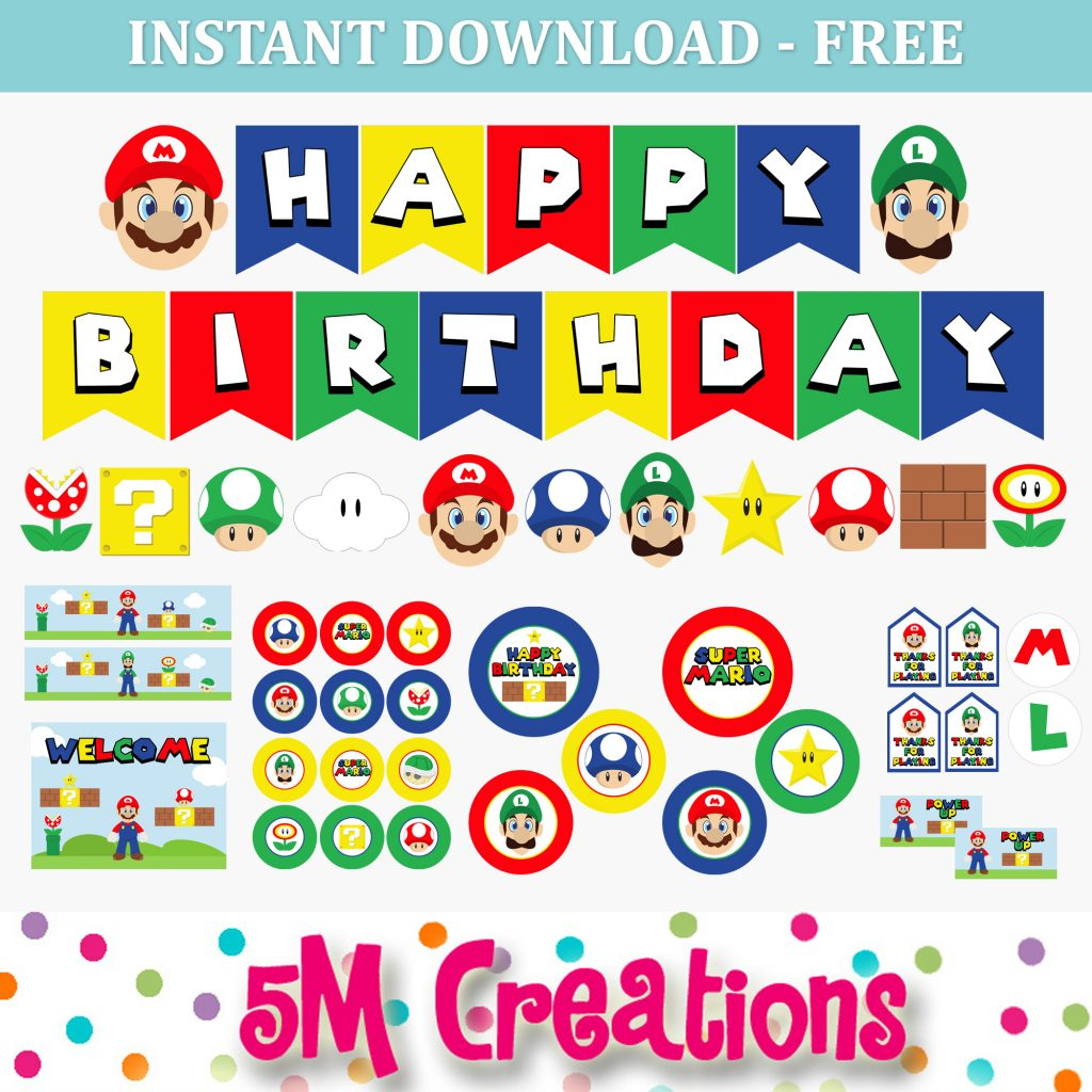 Mario Inspired Birthday Party – 5M Creations Blog throughout Super Mario Party Printables Free