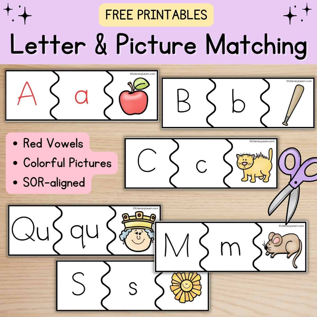 Match The Letters With Pictures - Free Printables - Literacy Learn throughout Letter Matching Free Printable