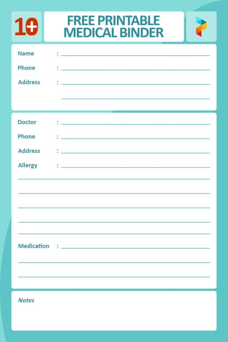 Medical Organizer Free Printable Medical Binder Forms