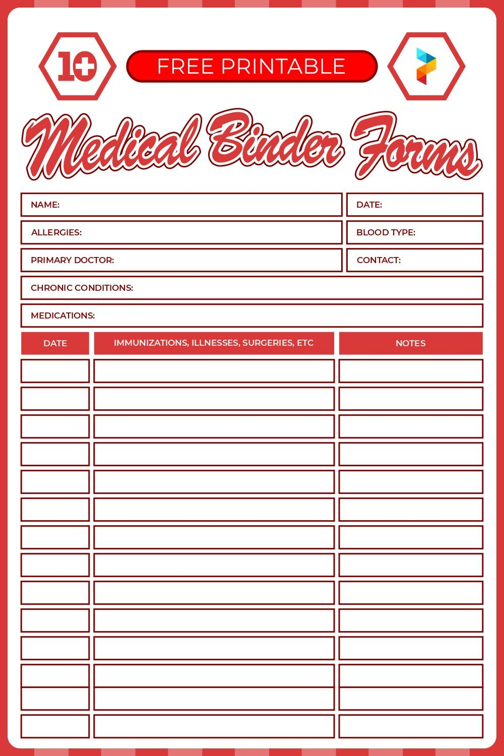 Medical Binder Forms - 10 Free Pdf Printables | Printablee with regard to Downloadable Free Printable Medical Binder Forms