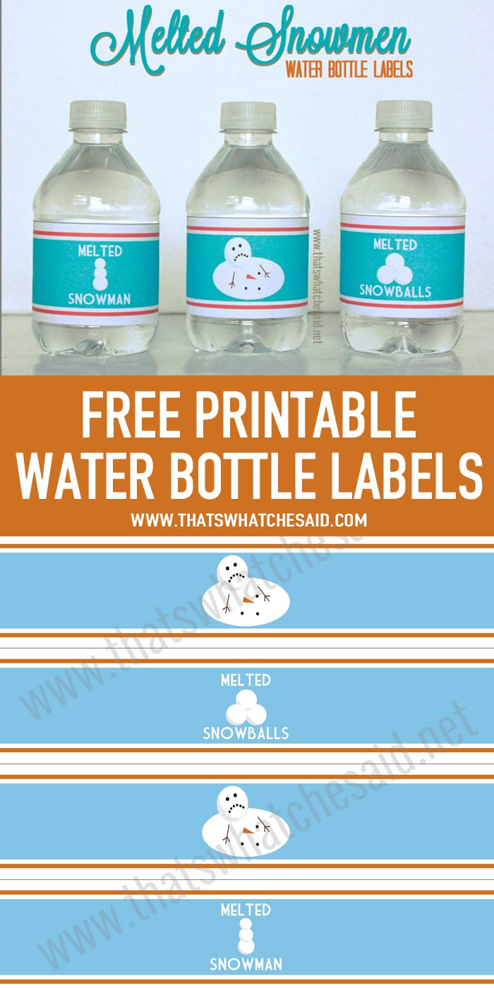 Melted Snowman Water Bottle Labels with regard to Free Printable Melted Snowman Water Bottle Labels