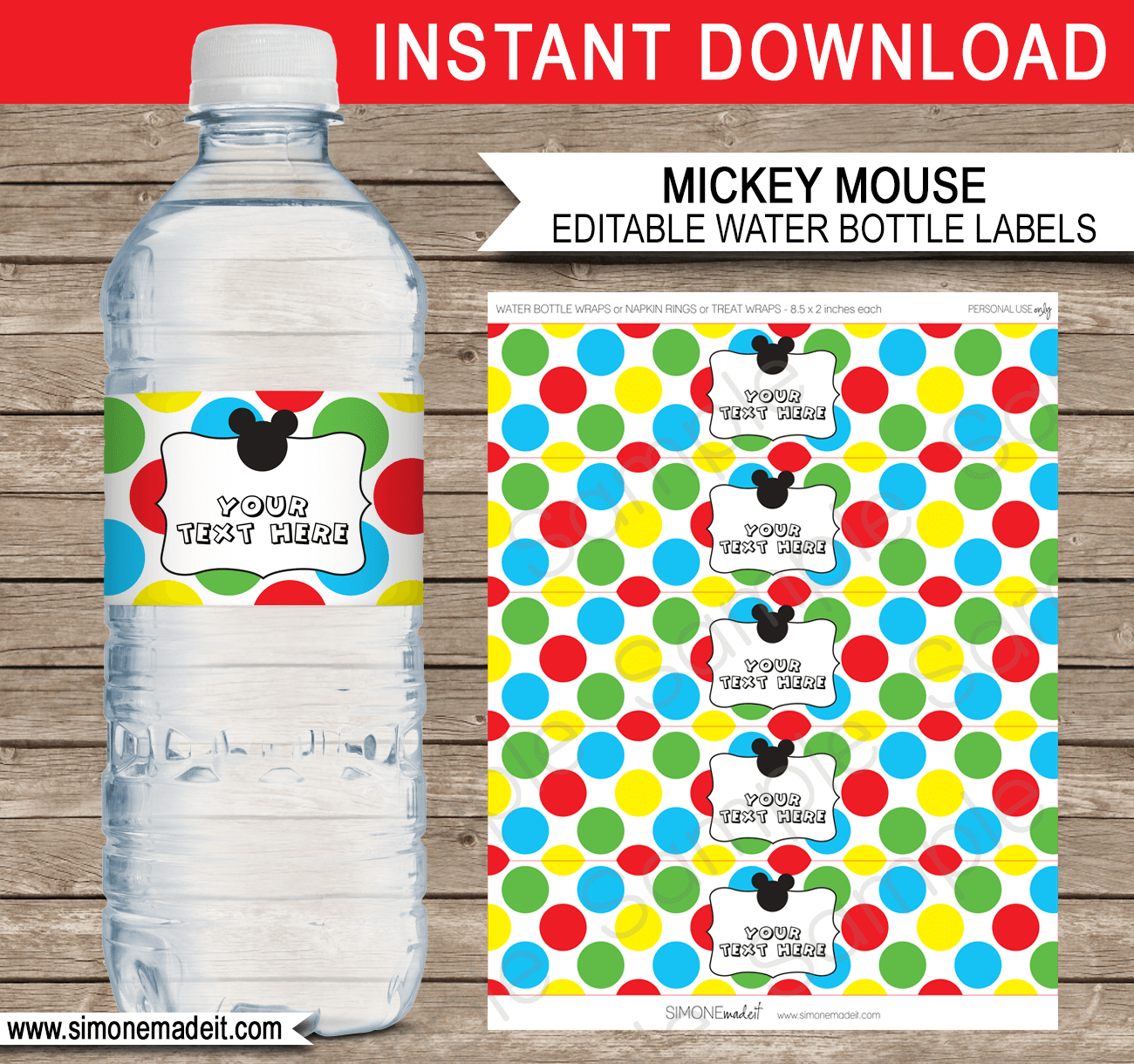 Mickey Mouse Party Water Bottle Labels Template within Mickey Mouse Water Bottle Labels Free Printable