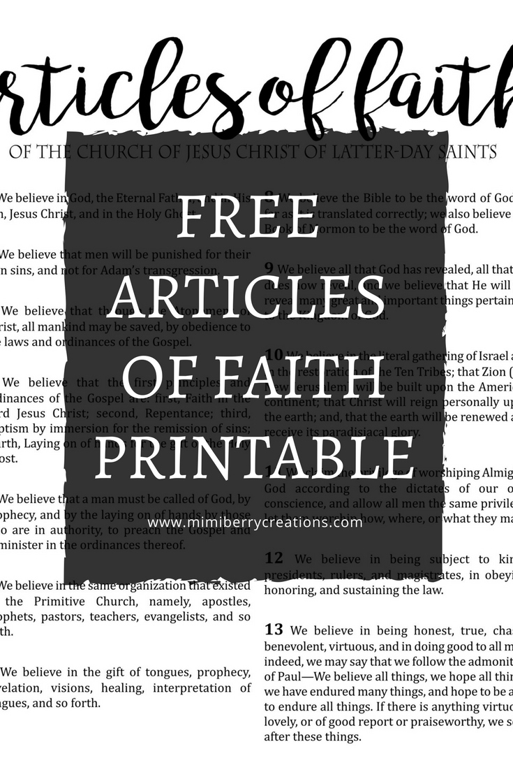 Mimiberry Creations: Free Articles Of Faith Large Printable in Articles of Faith Printable Free