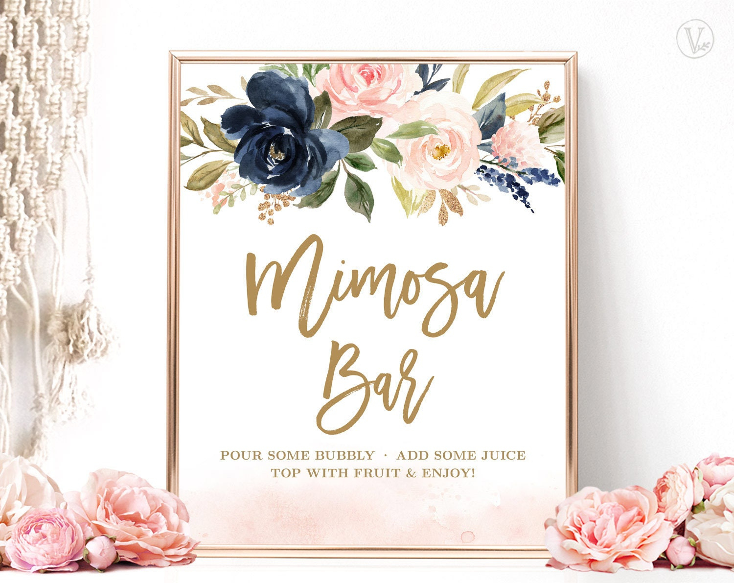 Mimosa Bar Sign, Printable Bridal Shower Sign, Bridal Shower regarding Mimosa Bar Sign Printable