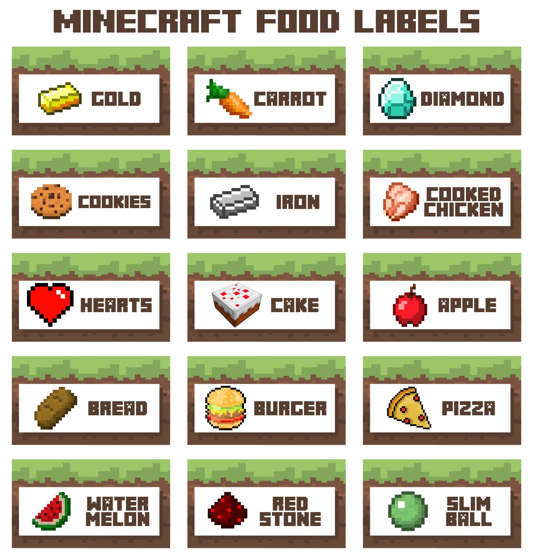 Minecraft Food Labels - 10 Free Pdf Printables | Printablee regarding Minecraft Labels Printable Free