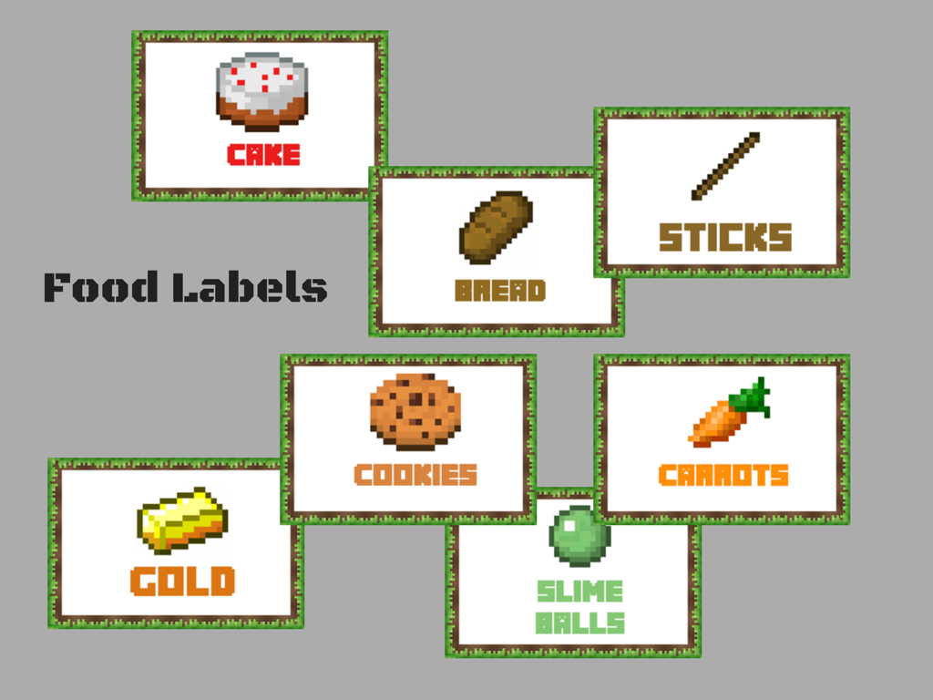 Minecraft Food Labels - Magical Printable regarding Minecraft Labels Printable Free