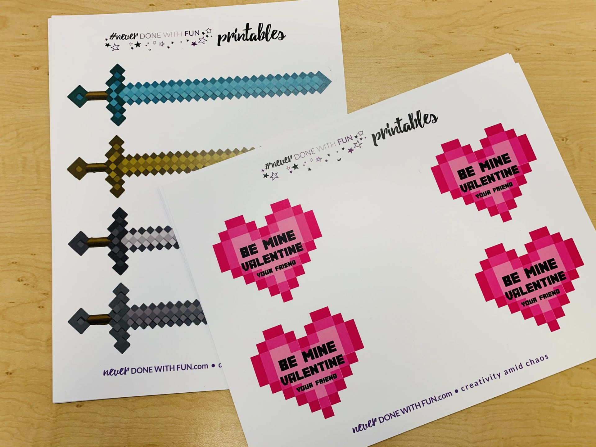 Minecraft Valentine Free Printable - #Neverdonewithfun intended for Free Minecraft Valentine Printables