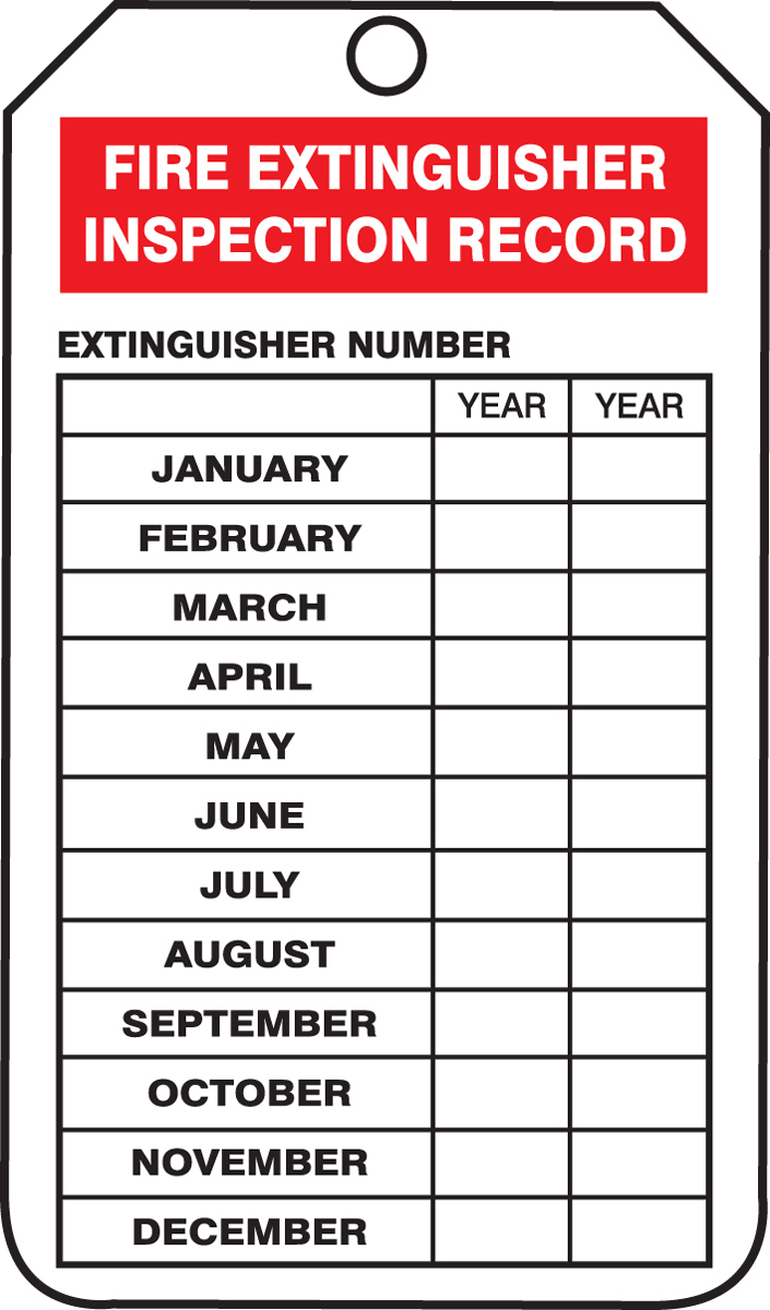 Mini Record Safety Tag: Fire Extinguisher Inspection Record throughout Fire Extinguisher Tags Printable