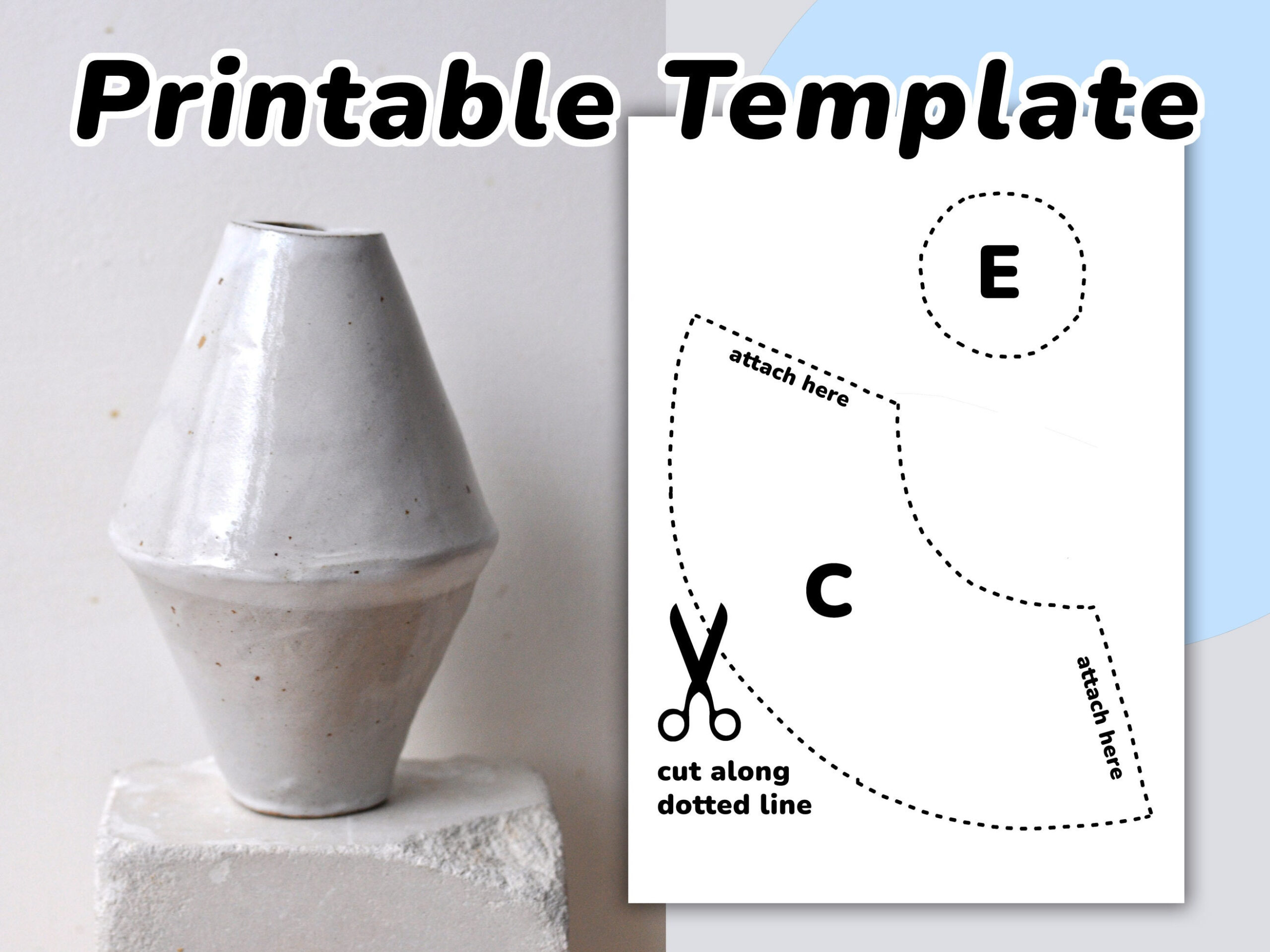 Minimal Vase // Slab Pottery Template // Pottery Tools - Etsy Uk in Slab Pottery Templates Printable