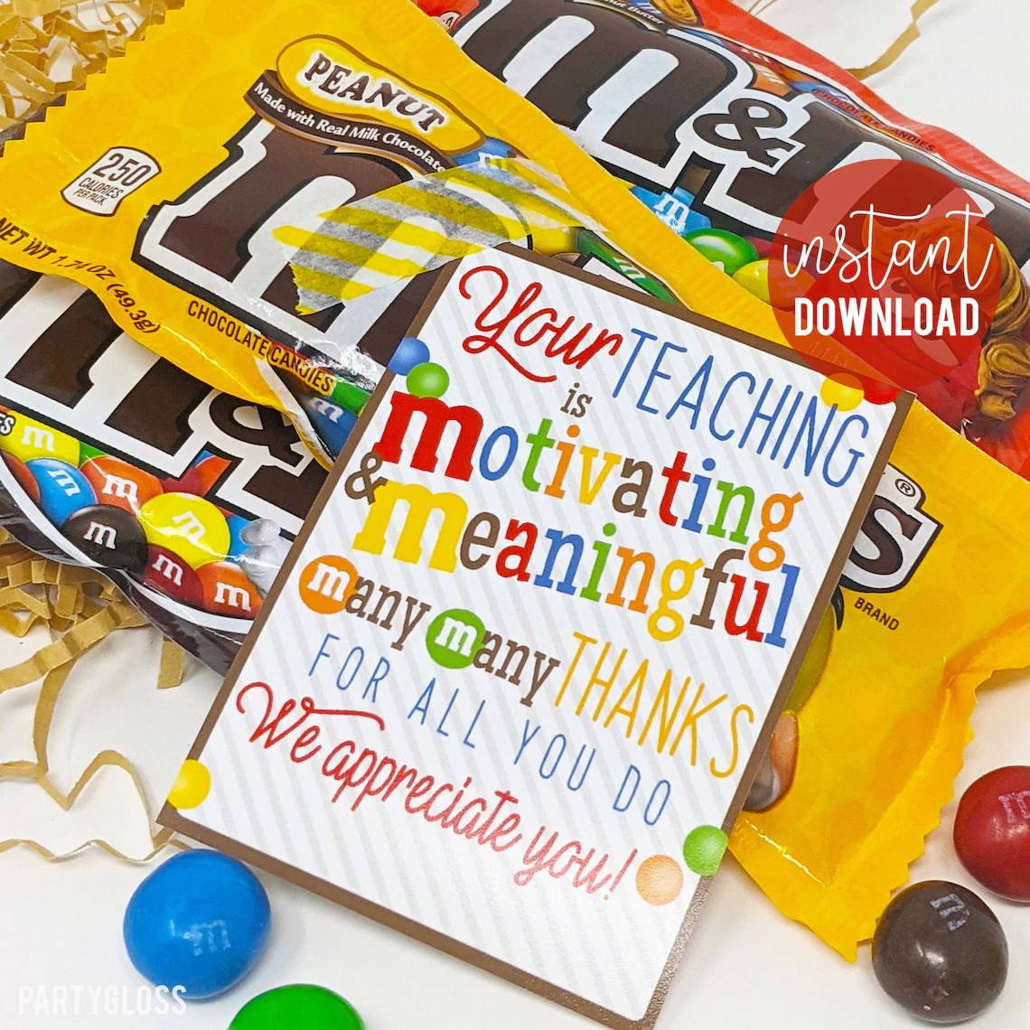 M&amp;amp;M Teacher Appreciation Printable - Printable Party Favors regarding M M Teacher Appreciation Printable
