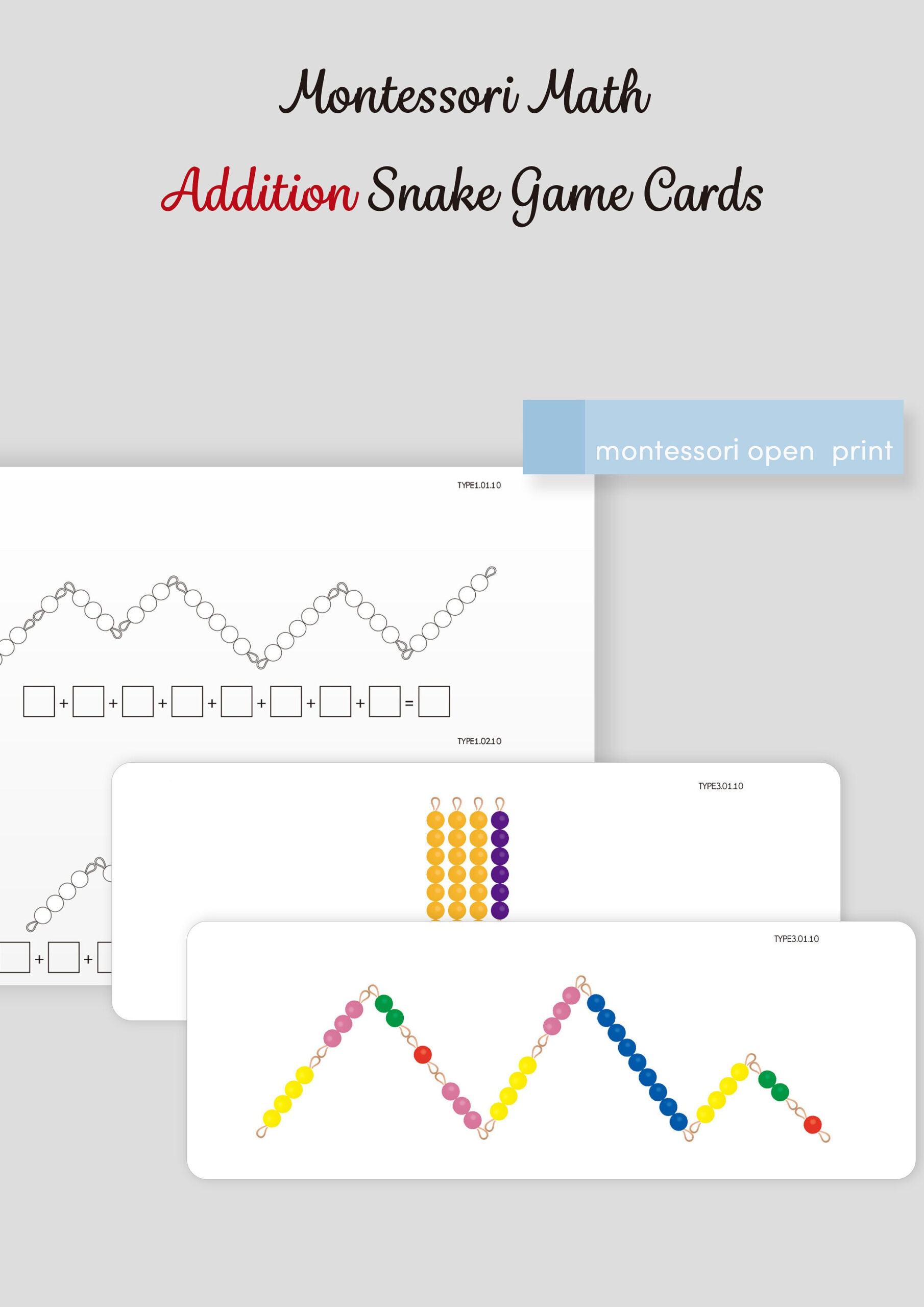 Montessori Math - Addition Snake Game inside Montessori Snake Game Free Printable