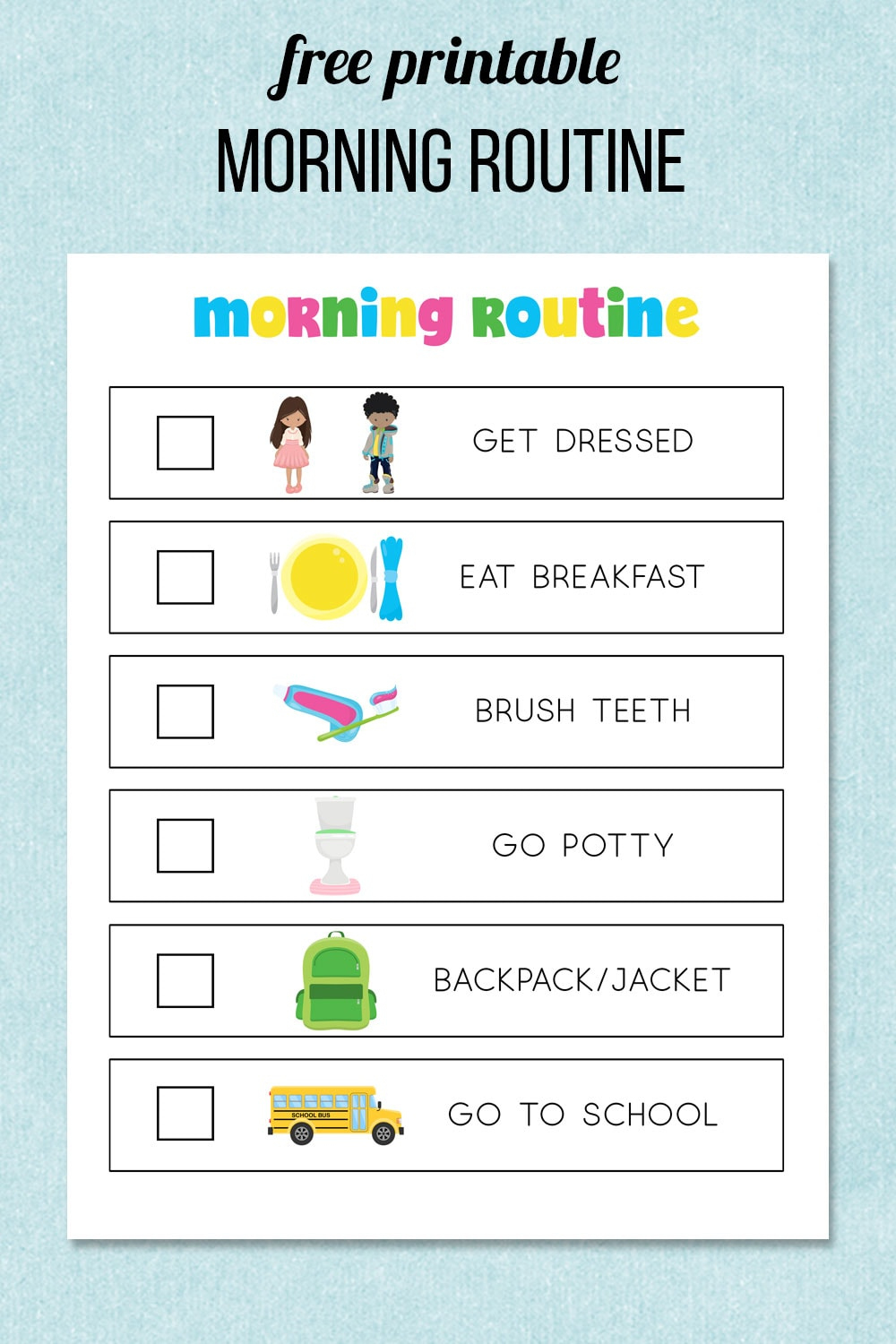 Morning Routine Printable regarding Free Printable Morning Routine Chart