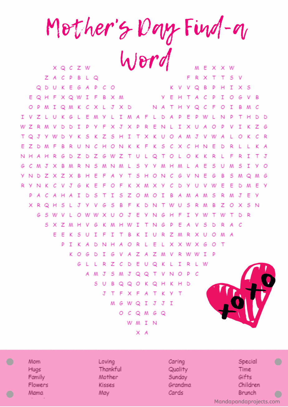 Mothers Day Word Search Activity- Free Printable! - - Worksheets with regard to Mother&amp;#039;S Day Word Search Printable