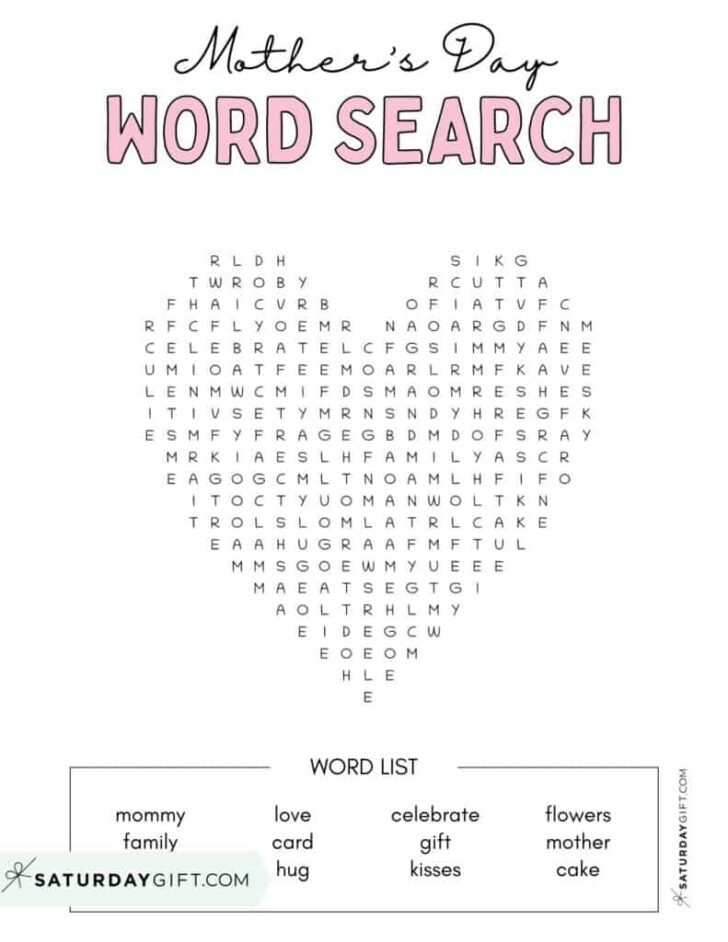 Mother’s Day Word Search Printable