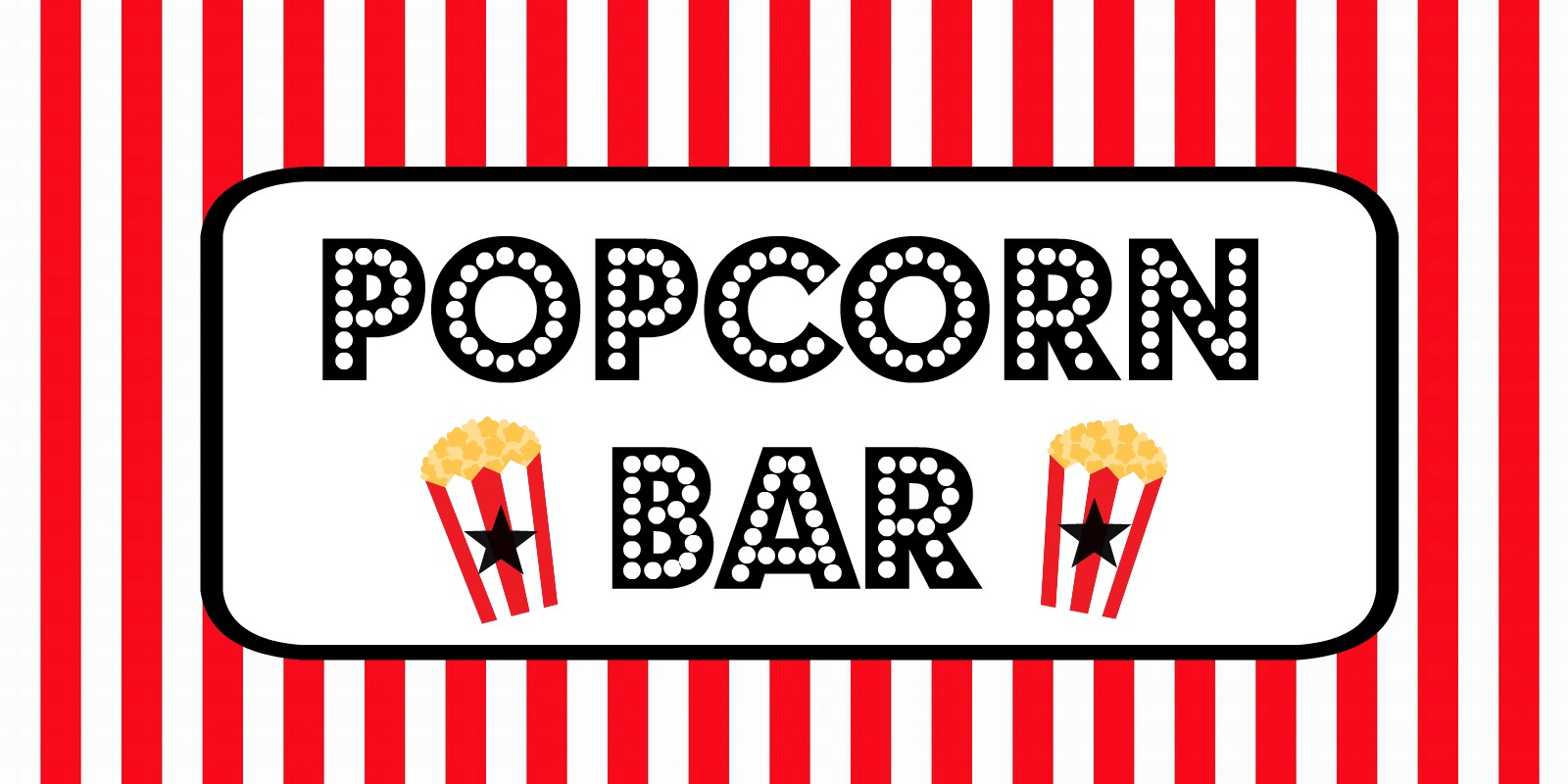 Movie Night Party “Popcorn Bar”- Free Printable Food Labels within Free Printable Popcorn Sign