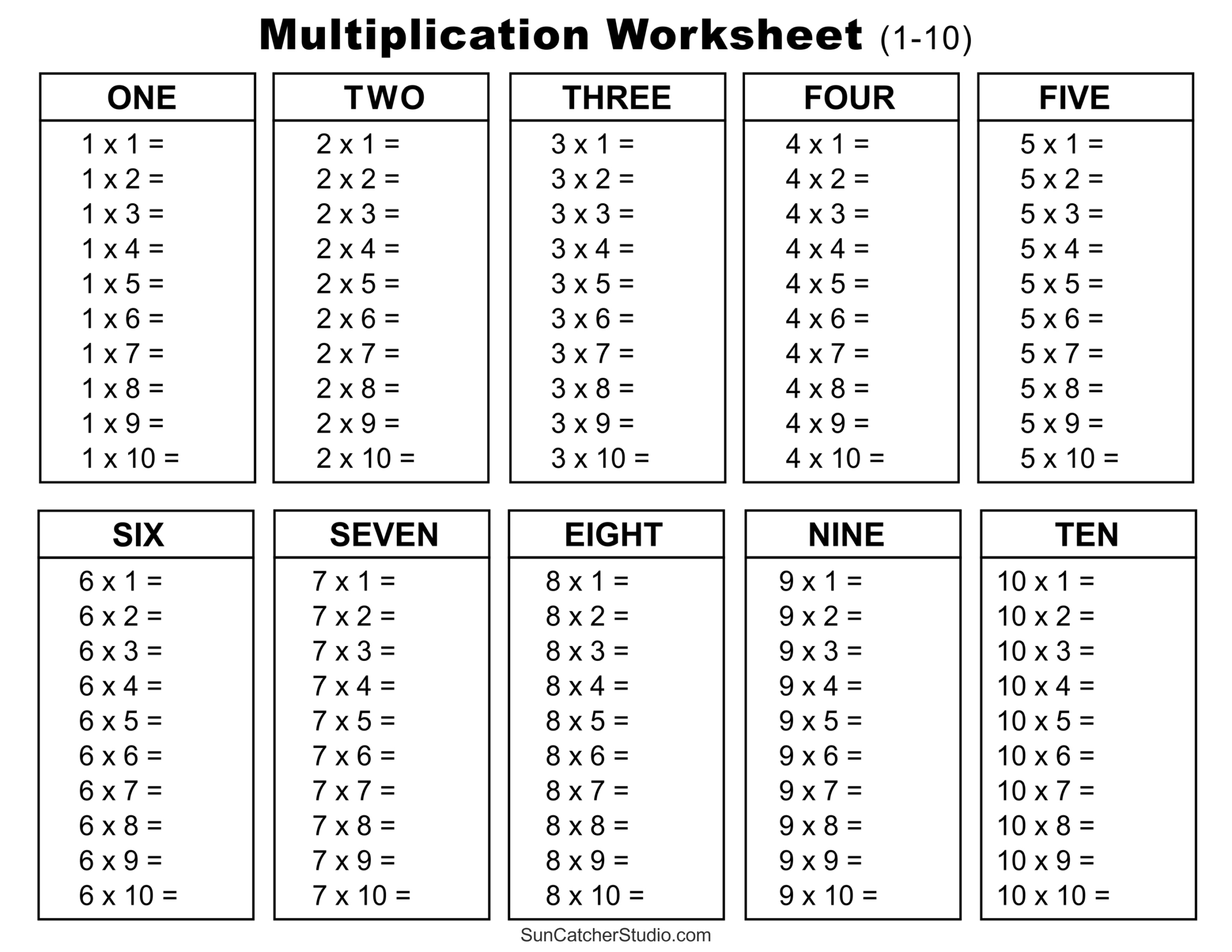 Multiplication Charts (Pdf): Free Printable Times Tables – Free within Free Printable Times Tables Worksheets 1 12