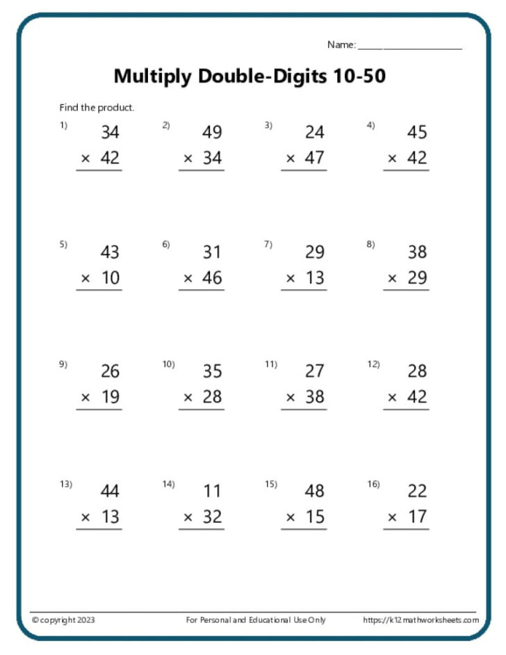 Multiplication Timed Test Printable 0 12 Free