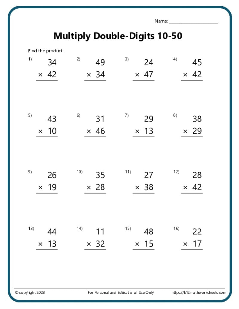 Multiplication Worksheets - K12 Math Worksheets with Multiplication Timed Test Printable 0 12 Free
