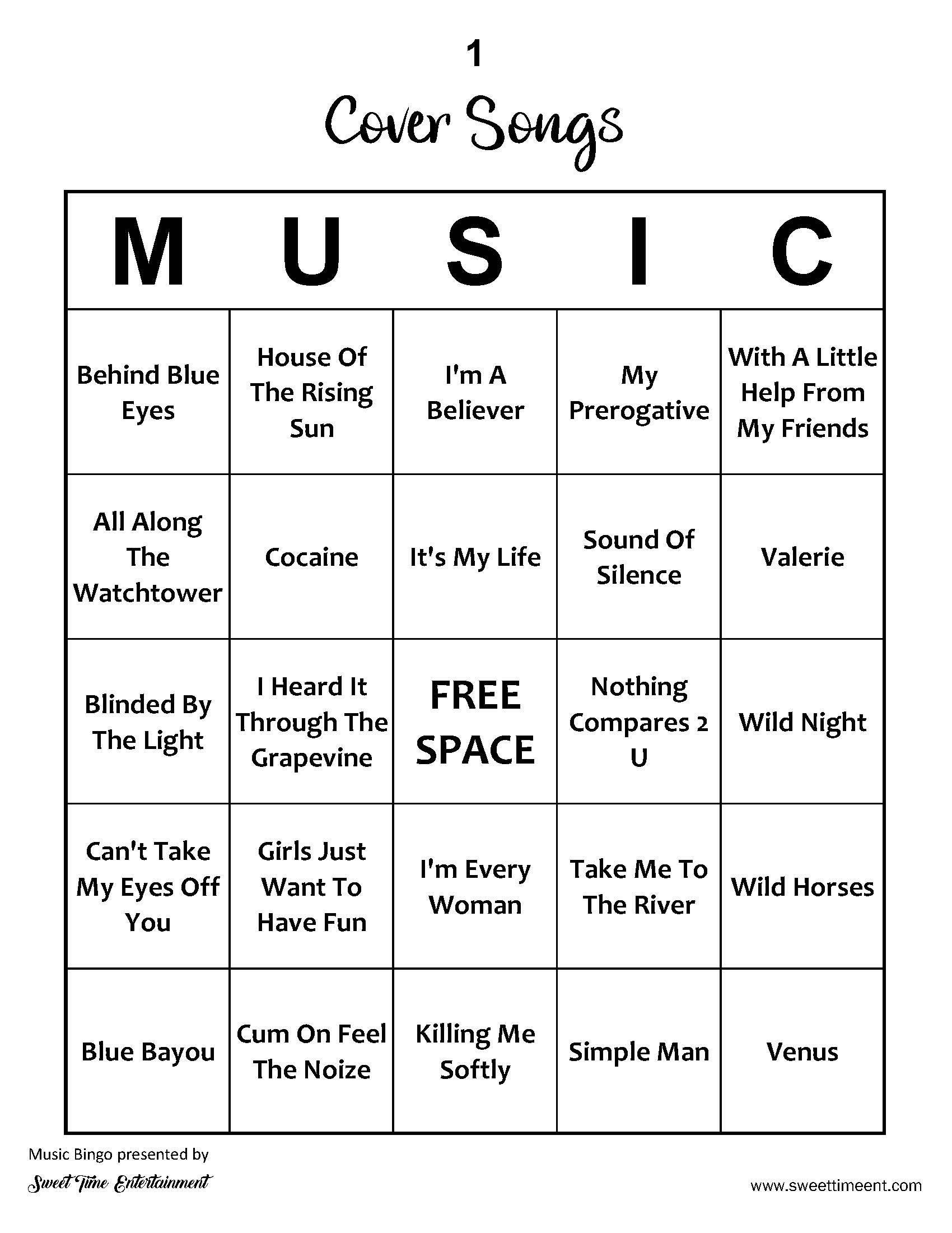 Music Bingo - Cover Songs, 100 Bingo Cards, 75 Song Playlist - Etsy pertaining to Music Bingo Cards and Playlist