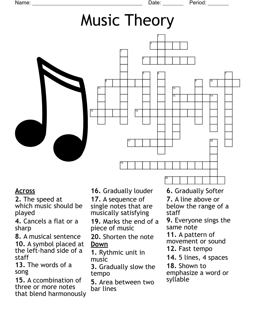 Music Theory Crossword - Wordmint regarding Music Crossword Puzzles Printable