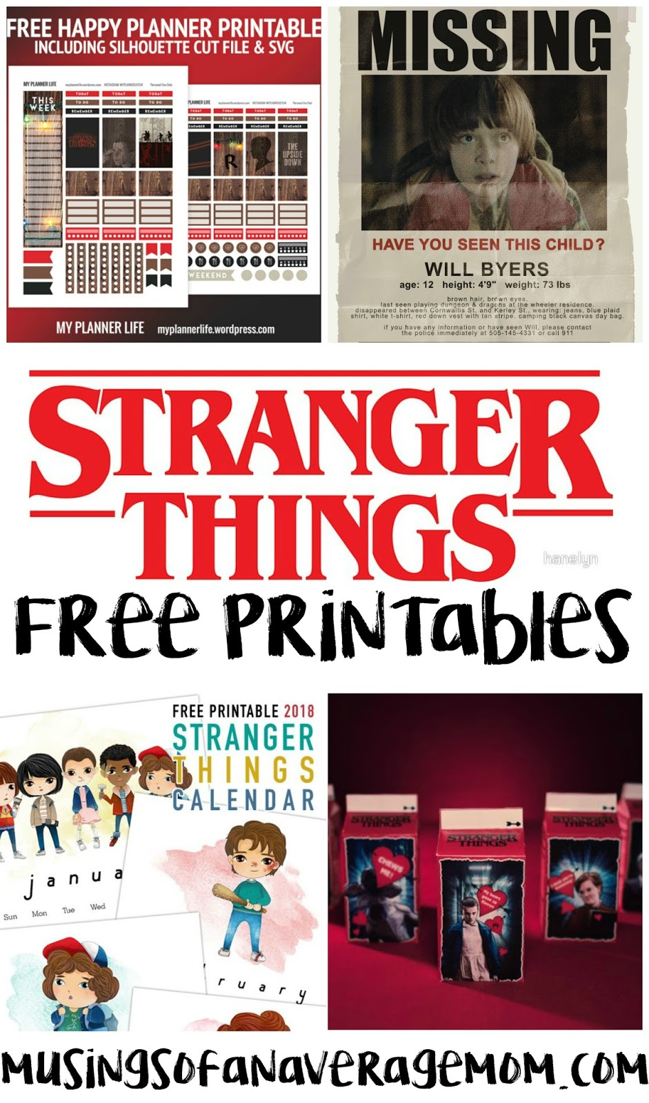 Musings Of An Average Mom: Stranger Things Free Printables inside Will Byers Missing Poster Printable Free